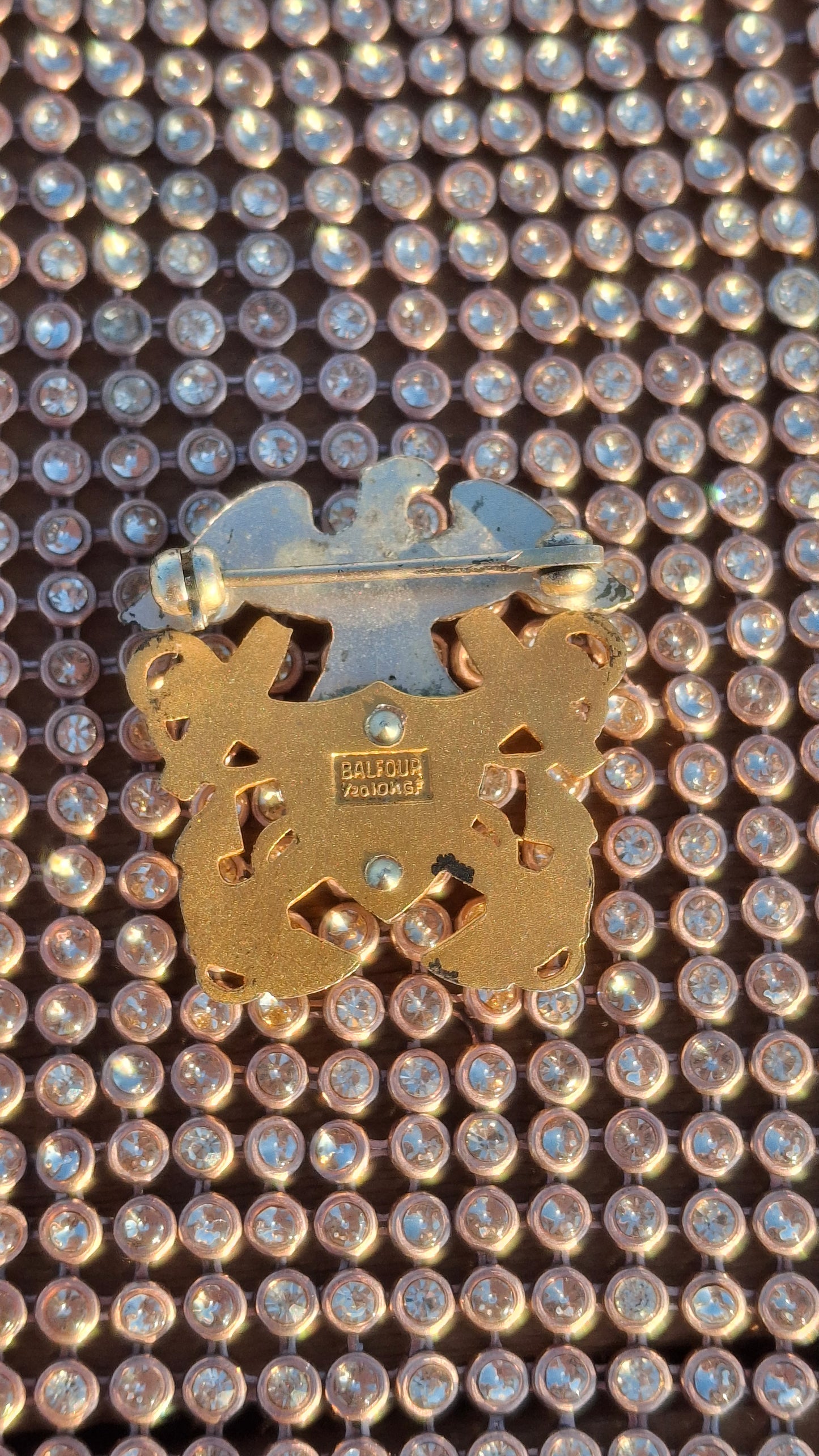 Antique Balfour U.S. Navy Pin Sterling Eagle Shield 1/10 10K Gold Anchors WWII.
