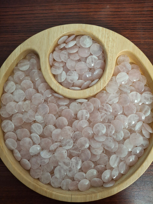 Rose Quartz Full Moon Coin Pendant